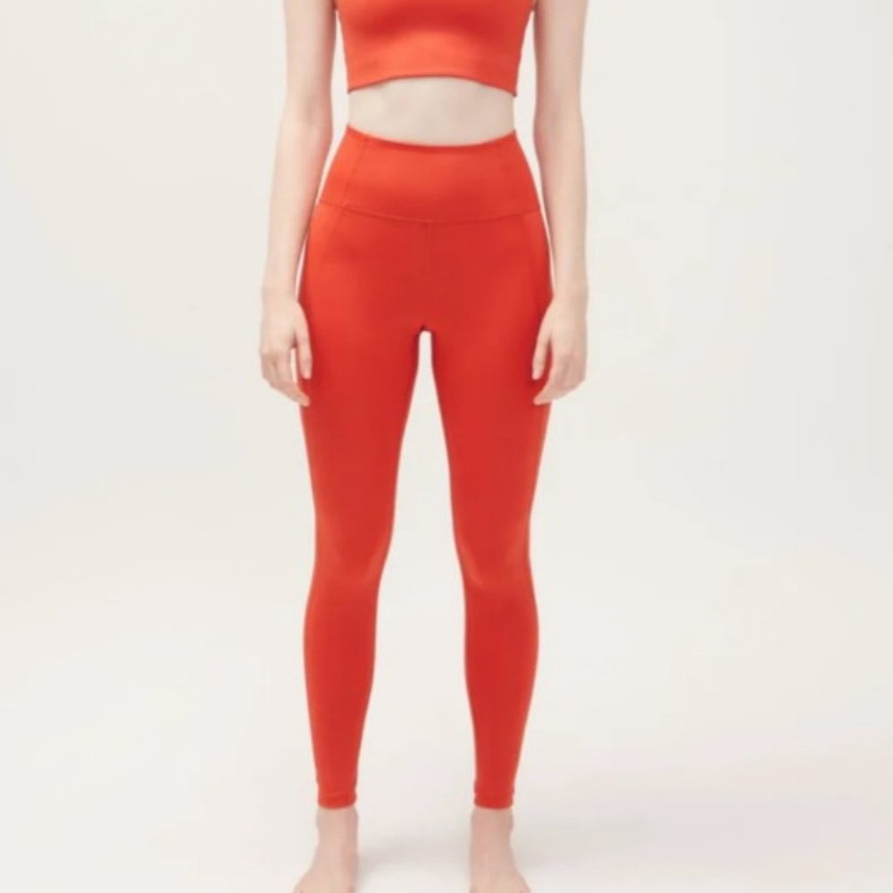 EUC Girlfriend Collective Compressive High Rise Orange Leggings size Small
